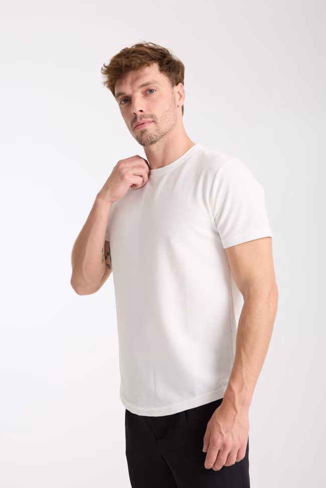Erkek Tshirt Beyaz %100 Pamuk - Görsel 2