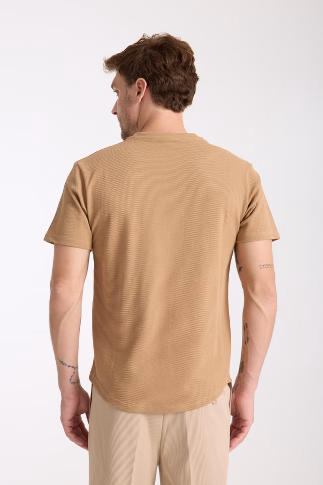 Erkek Tshirt Sütlü Kahve %100 Pamuk - Görsel 9