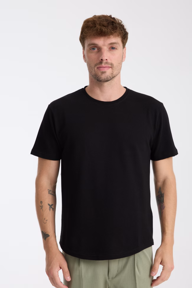 Erkek Tshirt Siyah %100 Pamuk