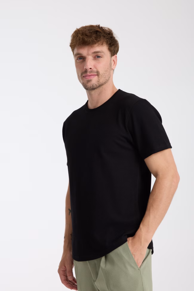 Erkek Tshirt Siyah %100 Pamuk - Görsel 3