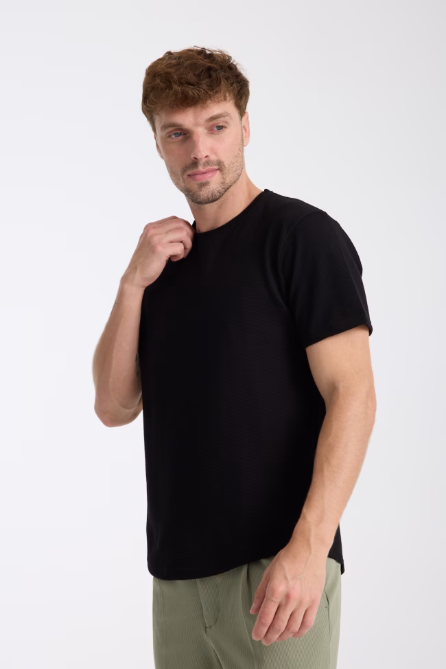 Erkek Tshirt Siyah %100 Pamuk - Görsel 4