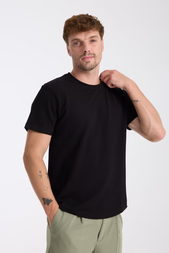 Erkek Tshirt Siyah %100 Pamuk - Görsel 6