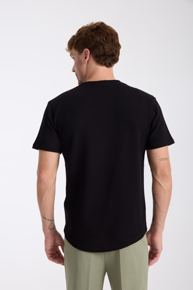 Erkek Tshirt Siyah %100 Pamuk - Görsel 10